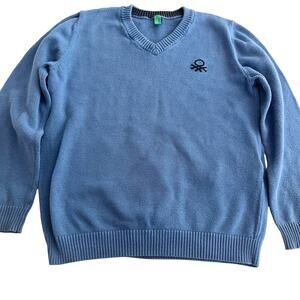 Benetton boys blue cotton v-neck sweater size 4/5